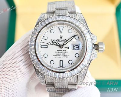 High quality Replica Rolex Submariner Silver Strap Different Colored Face Dial Different Colored Diamond Bezel Fashion Watch 40mm